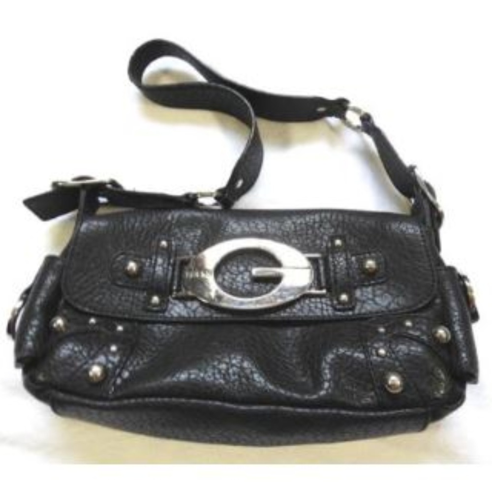 Guess Small Black Shoulder Purse with Silver G
